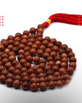 108 Mala Beads Japa Mala, 8mm Red Goldstone Stone Tibetan Prayer Beads